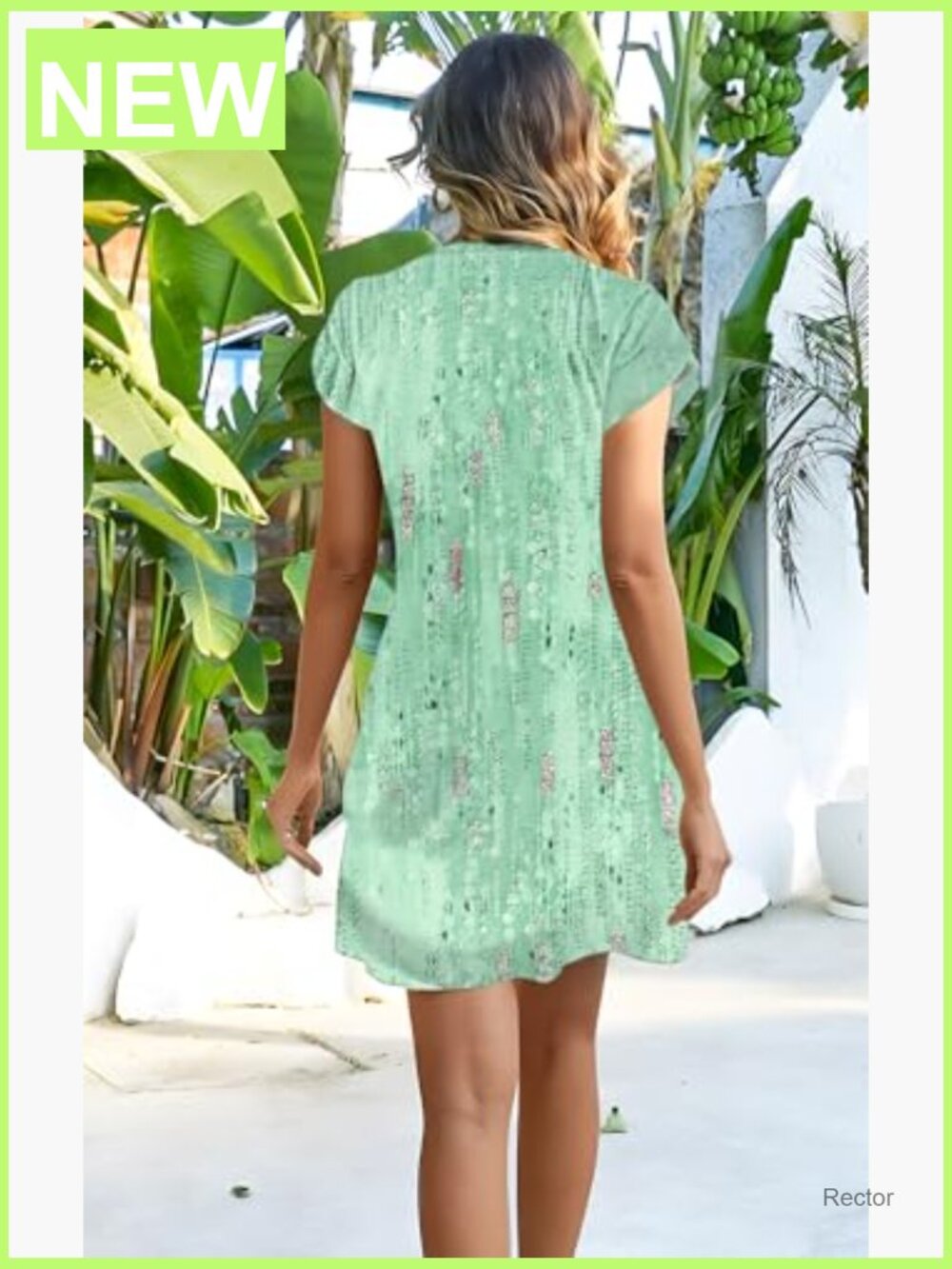 Boho Floral Summer Dress Short Sleeve A-Line with Pockets Sundress - Picture 5 of 7